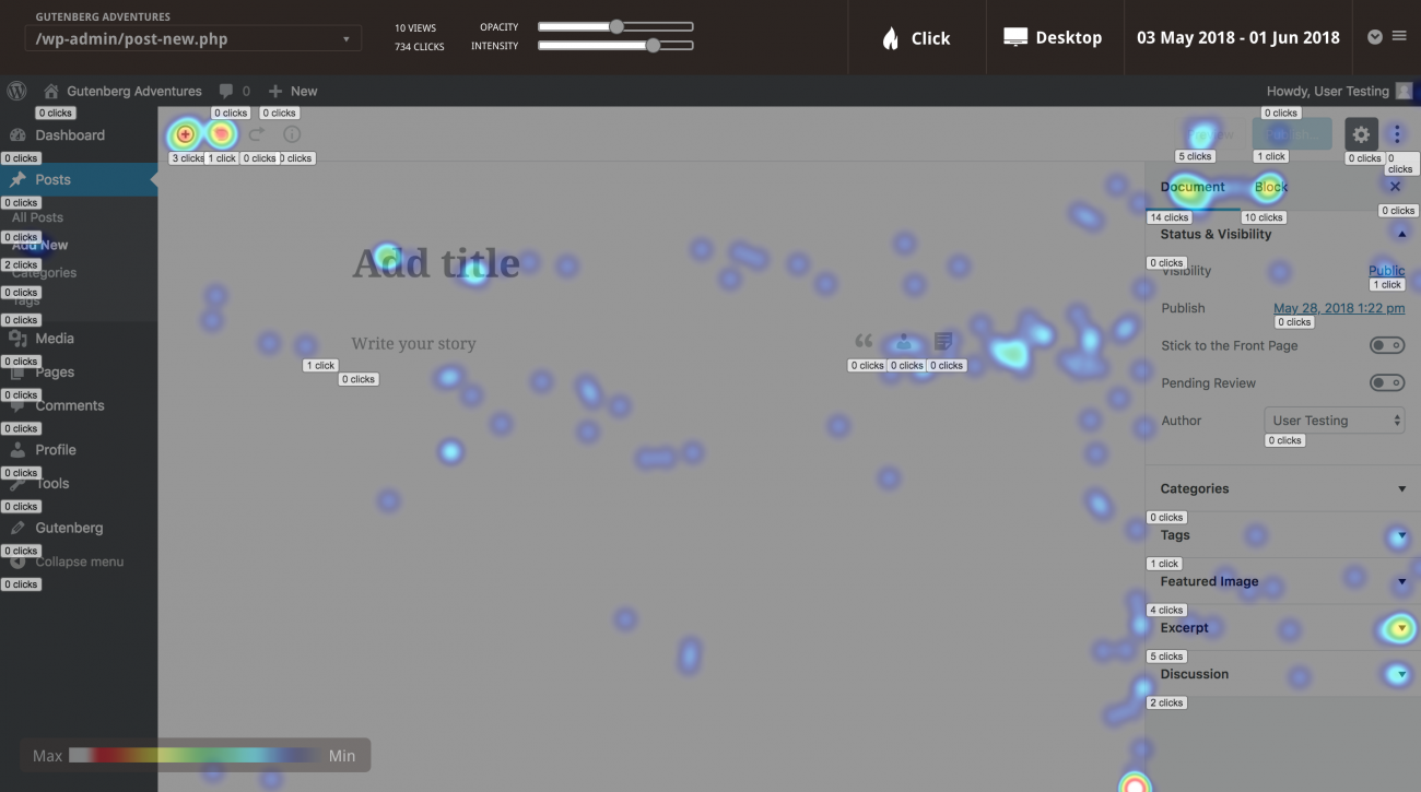 Click tracking heatmap