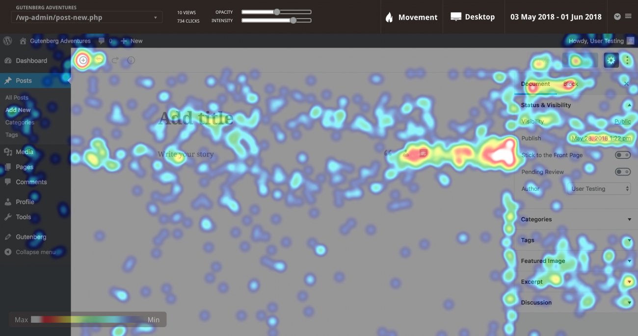 Movement tracking heatmap