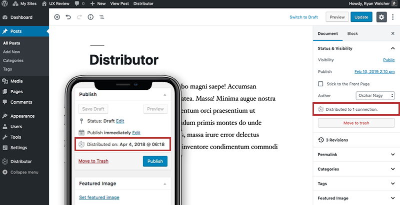 Distributor SlotFill Example Showing The Classic Editor As Compared To The Block Editor