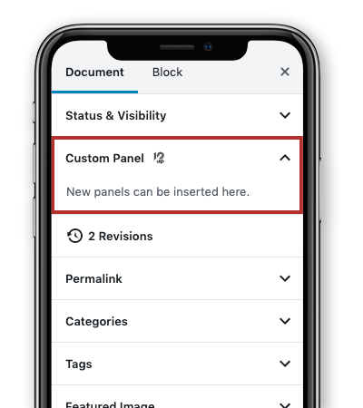 Slotfill PluginDocumentSettingsPanel Example