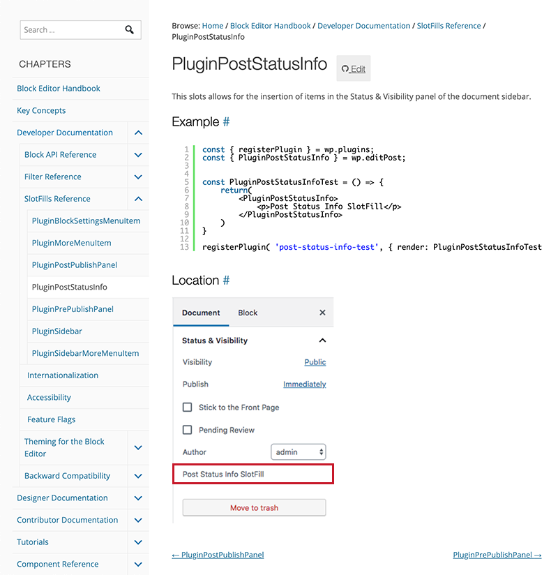 SlotFill WordPress Developer Handbook Example