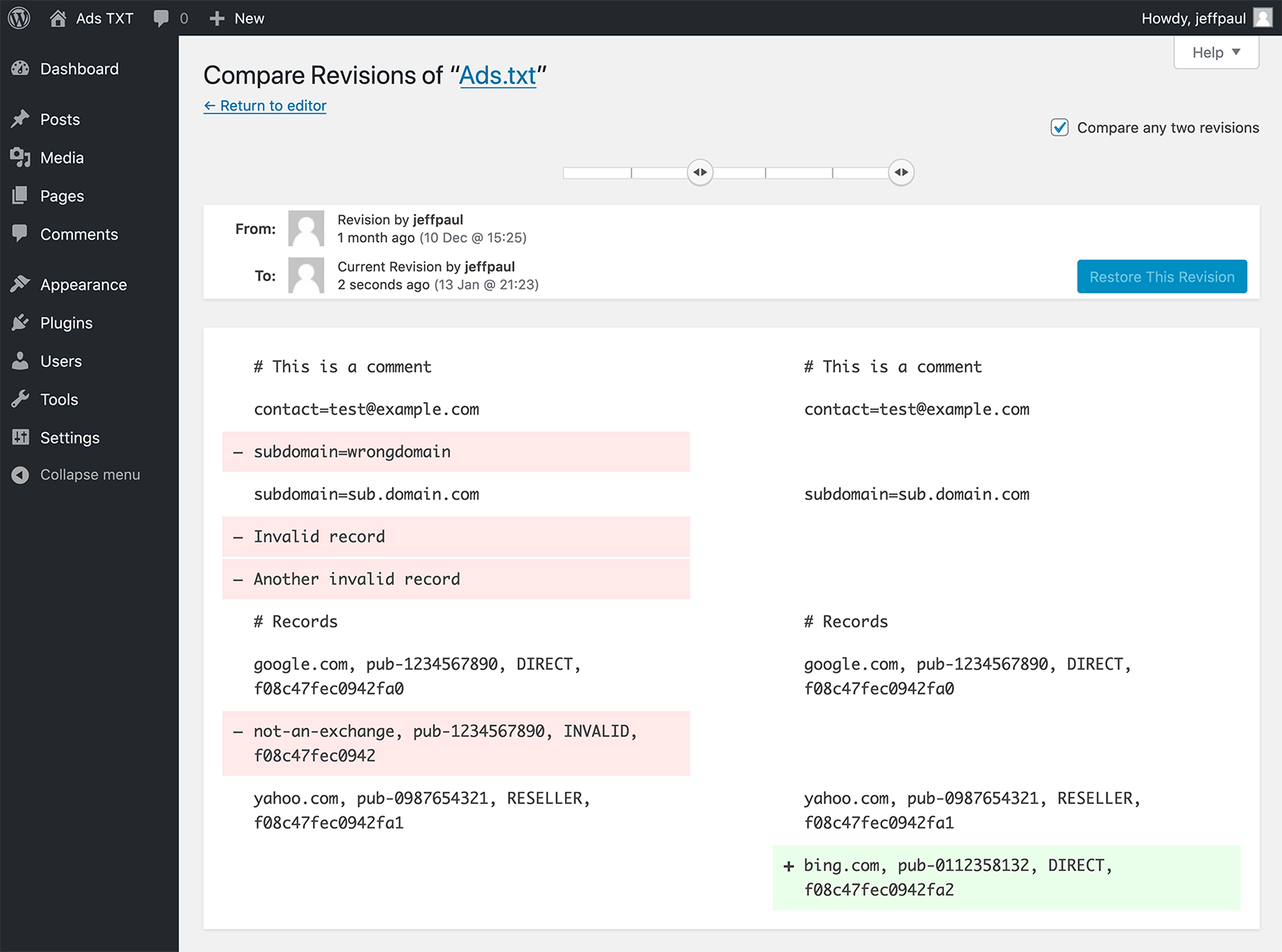 Ads.txt Revisions Support